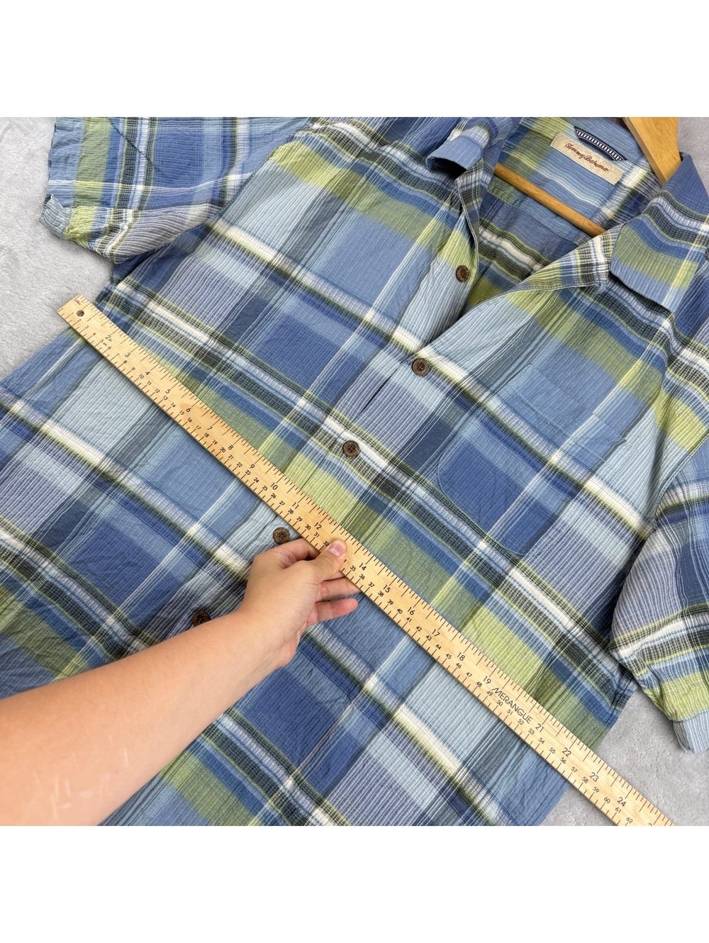 Tommy Bahama Men Large 100% Silk Plaid Short Sleeve Camp Shirt Blue Green Resort - Picture 4 of 10